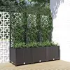 Image de vidaXL Jardinière de jardin avec treillis Noir 120 x 40 x 136 cm PP