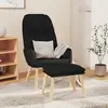 Image de vidaXL Chaise de relaxation avec tabouret Noir Tissu