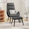 Image de vidaXL Chaise de relaxation avec tabouret Gris clair Tissu similicuir