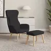 Image de vidaXL Chaise de relaxation avec repose-pied Noir Tissu
