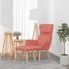 Image de vidaXL Chaise de relaxation avec tabouret Rose Velours