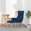 Image de vidaXL Chaise de relaxation avec tabouret Bleu Velours