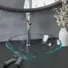 Image de vidaXL Lavabo de bain avec robinet et drain à poussoir Verre trempé