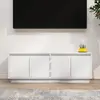Image de vidaXL Meuble TV Blanc 110x34x40 cm Bois de pin massif