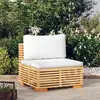 Image de vidaXL Canapé central de jardin et coussins crème Bois de teck massif