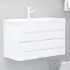 Image de vidaXL Armoire d'évier avec lavabo intégré Blanc Aggloméré