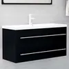 Image de vidaXL Armoire d'évier avec lavabo intégré Noir Aggloméré