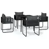 Image de vidaXL Ensemble à manger de jardin 5 pcs Noir