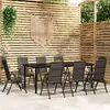 Image de vidaXL Ensemble à manger de jardin 9 pcs Noir