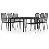 Image de vidaXL Ensemble à manger de jardin 7 pcs Noir