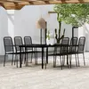 Image de vidaXL Ensemble à manger de jardin 7 pcs Noir