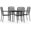 Image de vidaXL Ensemble à manger de jardin 5 pcs Noir