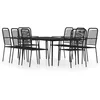 Image de vidaXL Ensemble à manger de jardin 9 pcs Noir