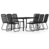 Image de vidaXL Ensemble à manger de jardin 9 pcs Noir