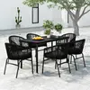 Image de vidaXL Ensemble à manger de jardin 7 pcs Noir