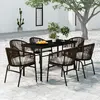 Image de vidaXL Ensemble à manger de jardin 7 pcs Marron