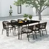 Image de vidaXL Ensemble à manger de jardin 7 pcs Marron