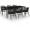 Image de vidaXL Ensemble à manger de jardin 7 pcs Noir