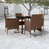 Image de vidaXL Ensemble à manger de jardin coussins 5 pcs Marron/noir