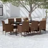 Image de vidaXL Ensemble à manger de jardin coussins 9 pcs Marron/noir