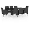 Image de vidaXL Ensemble à manger de jardin avec coussins 9 pcs noir