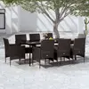 Image de vidaXL Ensemble à manger de jardin avec coussins 9 pcs noir