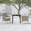 Image de vidaXL Ensemble à manger de jardin avec coussins 3 pcs Beige et noir