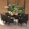 Image de vidaXL Ensemble à manger de jardin avec coussins 9 pcs noir