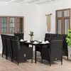 Image de vidaXL Ensemble à manger de jardin avec coussins 9 pcs noir