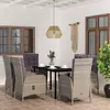 Image de vidaXL Ensemble à manger de jardin coussins 7pcs Gris et noir
