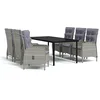 Image de vidaXL Ensemble à manger de jardin coussins 7pcs Gris et noir