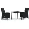 Image de vidaXL Ensemble à manger de jardin avec coussins 3 pcs noir