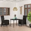 Image de vidaXL Ensemble à manger de jardin avec coussins 3 pcs noir