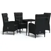 Image de vidaXL Ensemble à manger de jardin avec coussins 5 pcs Noir