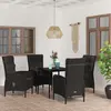 Image de vidaXL Ensemble à manger de jardin avec coussins 5 pcs Noir
