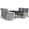 Image de vidaXL Ensemble à manger de jardin coussins 7pcs Gris et noir