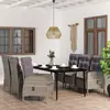 Image de vidaXL Ensemble à manger de jardin coussins 7pcs Gris et noir