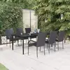 Image de vidaXL Ensemble à manger de jardin 7 pcs Noir