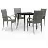 Image de vidaXL Ensemble à manger de jardin 5 pcs Gris et noir