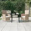 Image de vidaXL Ensemble à manger de jardin avec coussins 3 pcs Beige