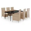 Image de vidaXL Ensemble à manger de jardin avec coussins 7 pcs Beige