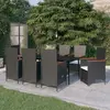 Image de vidaXL Ensemble à manger de jardin avec coussins 9 pcs noir