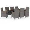 Image de vidaXL Ensemble à manger de jardin avec coussins 9 pcs Gris
