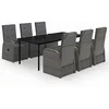 Image de vidaXL Ensemble à manger de jardin avec coussins 7 pcs Gris
