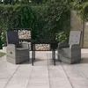 Image de vidaXL Ensemble à manger de jardin avec coussins 3 pcs Gris