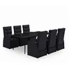 Image de vidaXL Ensemble à manger de jardin avec coussins 7 pcs Noir