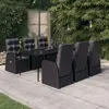 Image de vidaXL Ensemble à manger de jardin avec coussins 7 pcs Noir