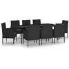 Image de vidaXL Ensemble à manger de jardin 9 pcs Noir