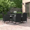 Image de vidaXL Ensemble à manger de jardin coussins 7 pcs Résine tressée Verre