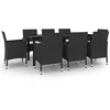 Image de vidaXL Ensemble à manger de jardin coussins 9 pcs Résine tressée Verre